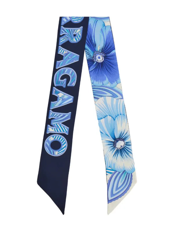 Ferragamo Brezza-print Silk Scarf in Blue