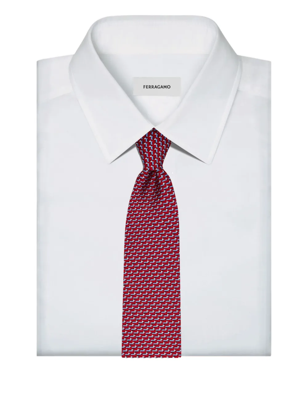 Ferragamo Zijden stropdas met dachshund-print Rood