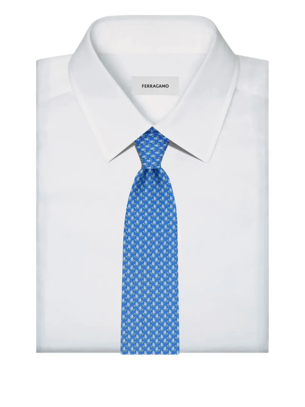 Ferragamo Zijden stropdas met pinguïn-print Blauw