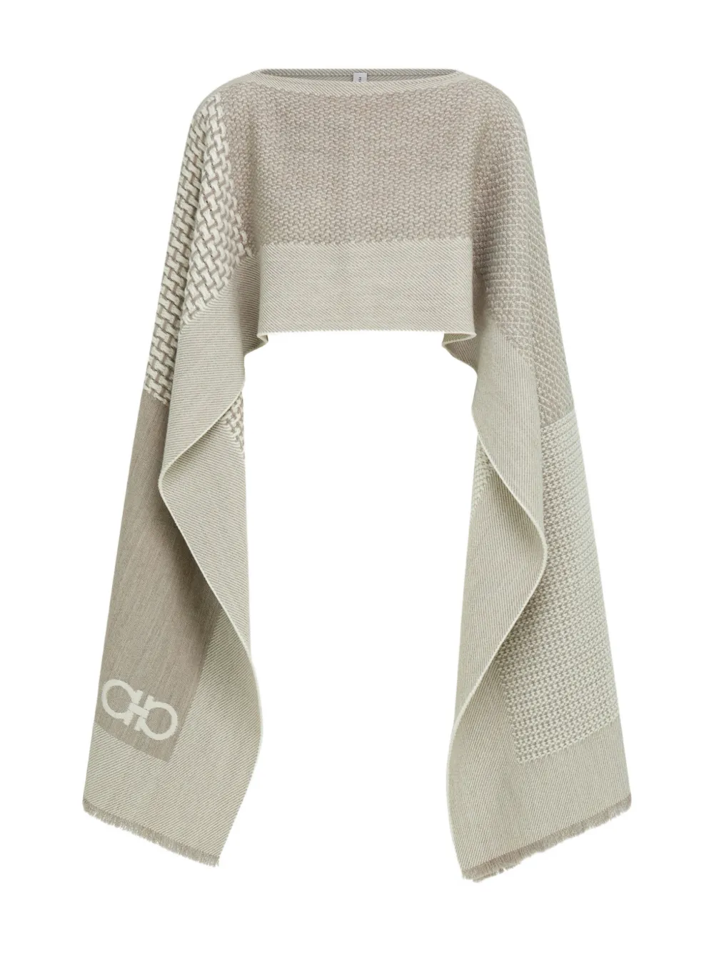 Ferragamo Poncho aus Jacquard - Nude
