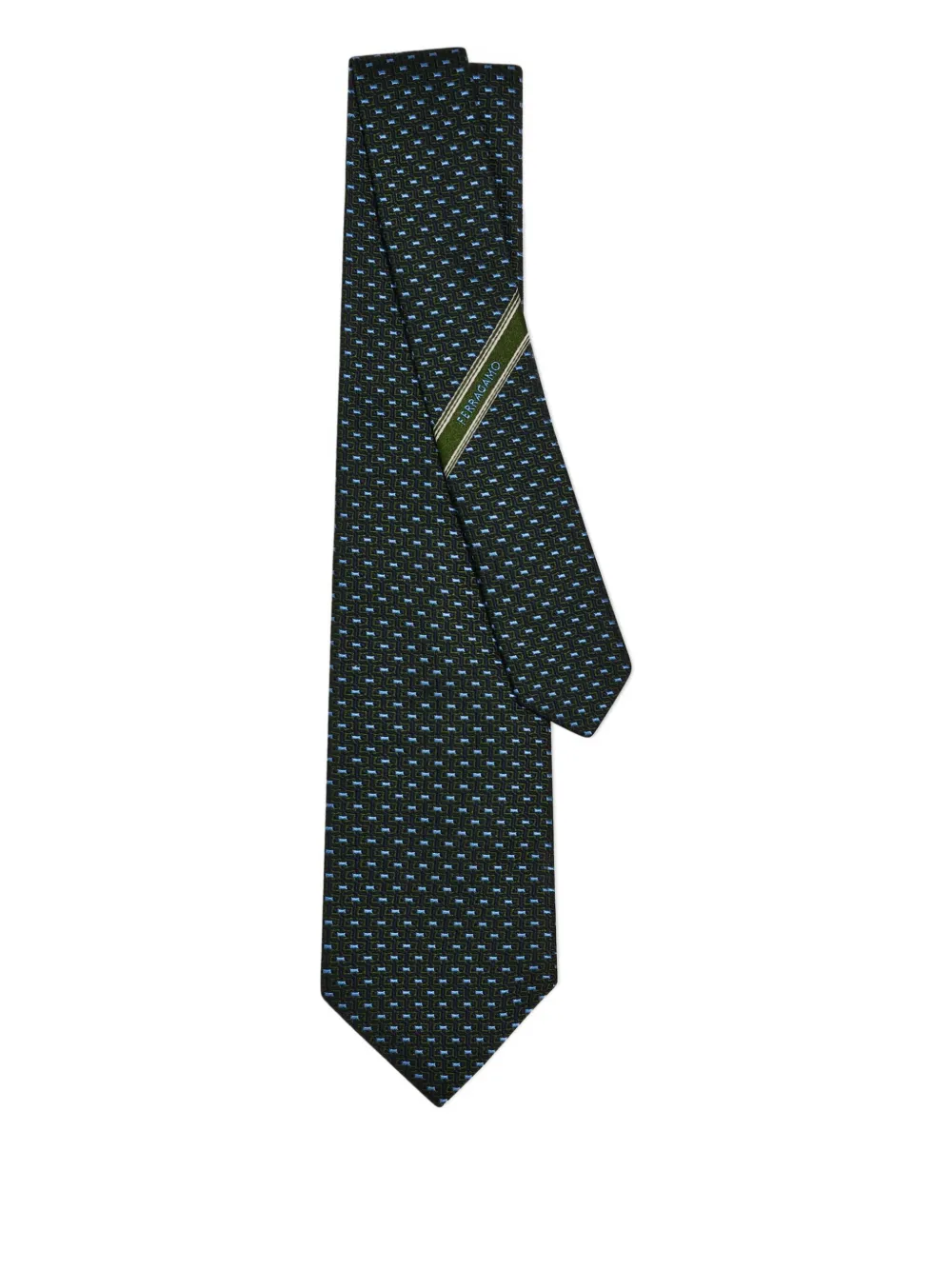 Ferragamo jacquard Gancini tie - Groen