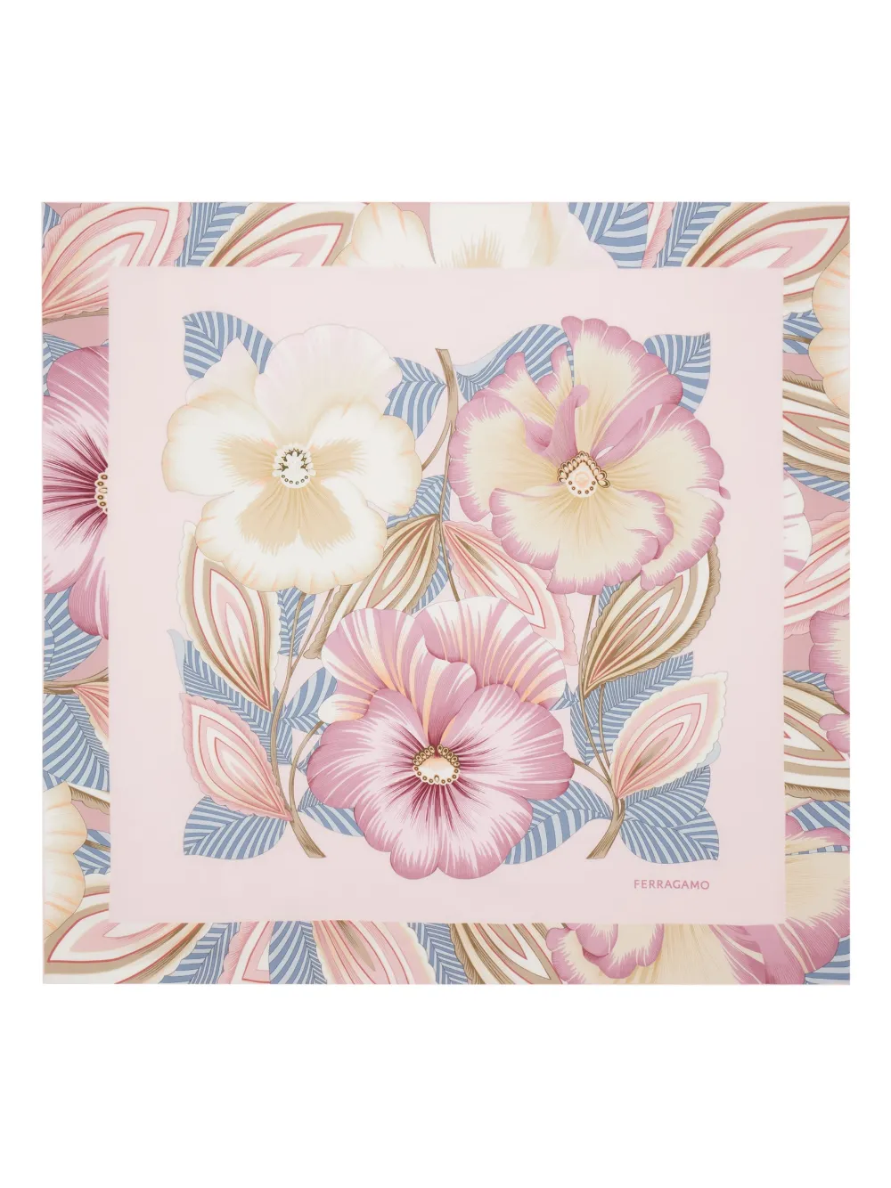 Ferragamo Brezza Print Silk Scarf In Pink