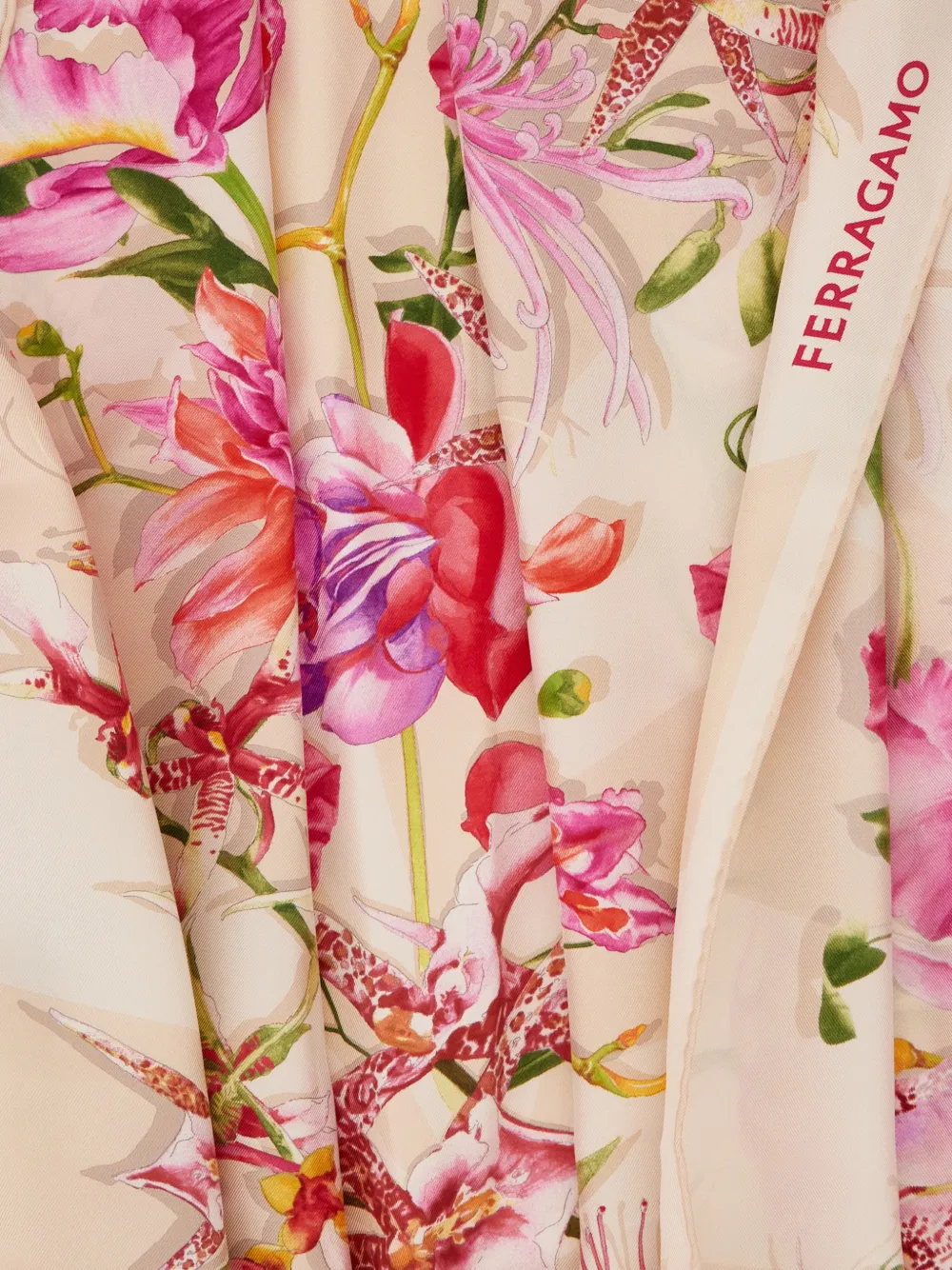 Ferragamo Gaia Print Silk Scarf In Pink