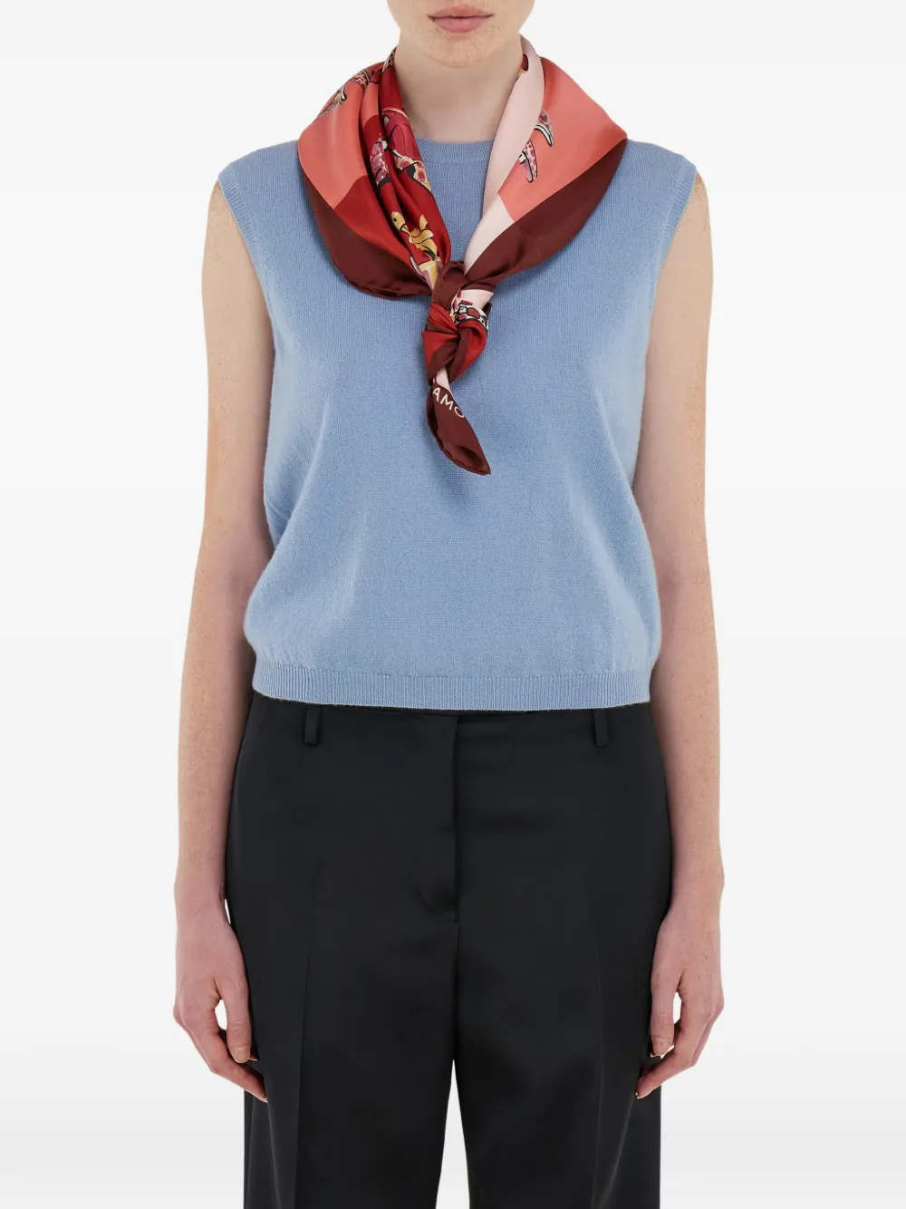 Ferragamo Genio Shoe Print Silk Scarf In Pink