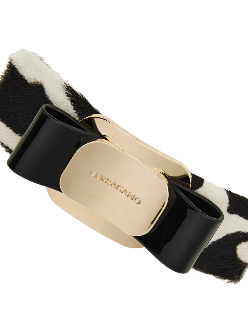 Ferragamo Vara Bow haarclip met zebraprint Zwart