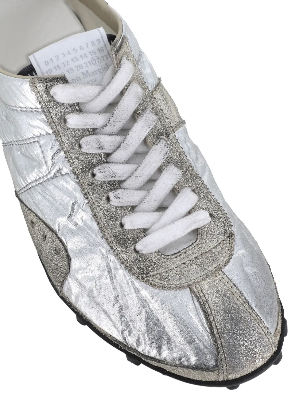 Maison Margiela textured lace-up sneakers Zilver