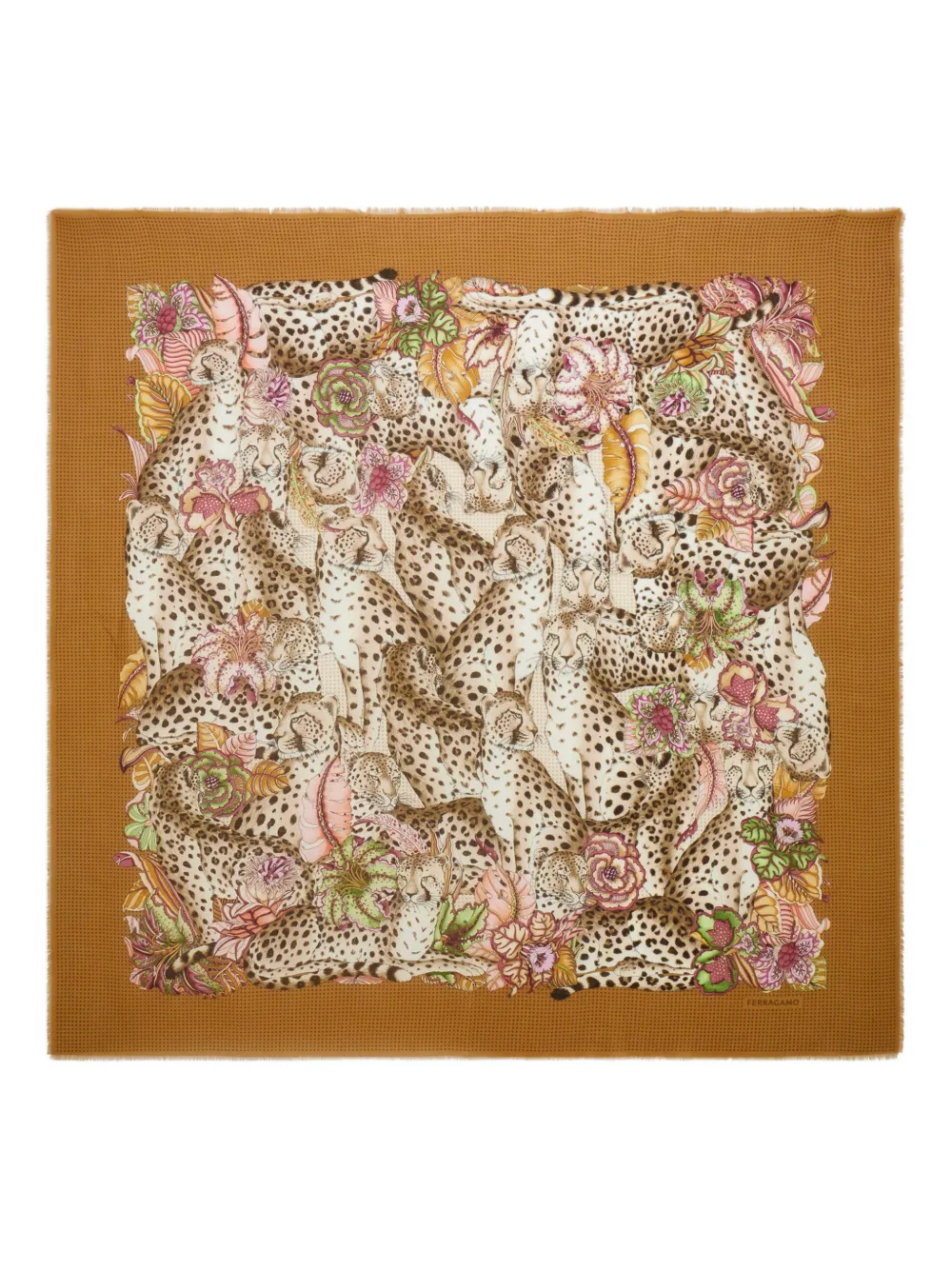 Ferragamo Ghepardo-print cashmere scarf | Brown | Image 1