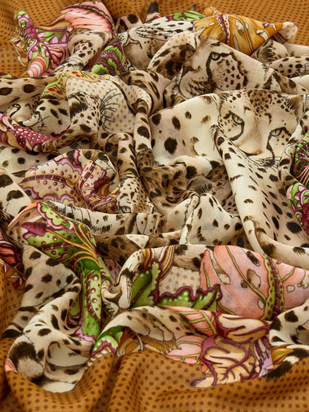 Ferragamo Kasjmier sjaal met Ghepardo-print Bruin