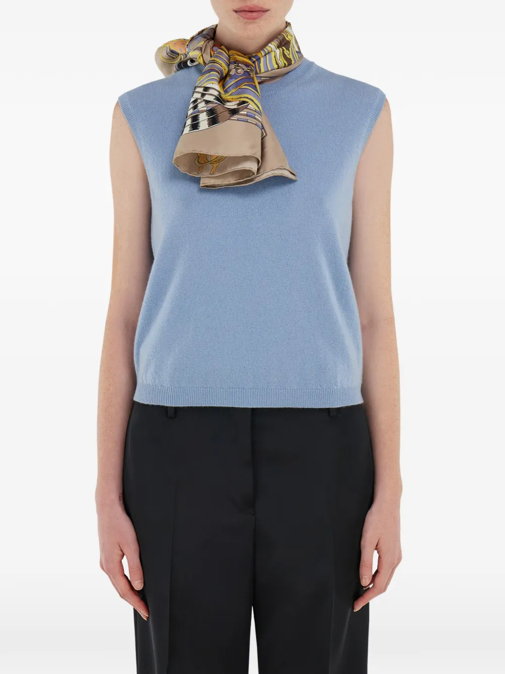 Ferragamo Rooster Print Silk Scarf In Neutral