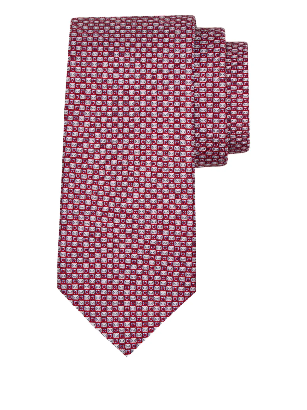 Ferragamo letter print silk tie - Rosso