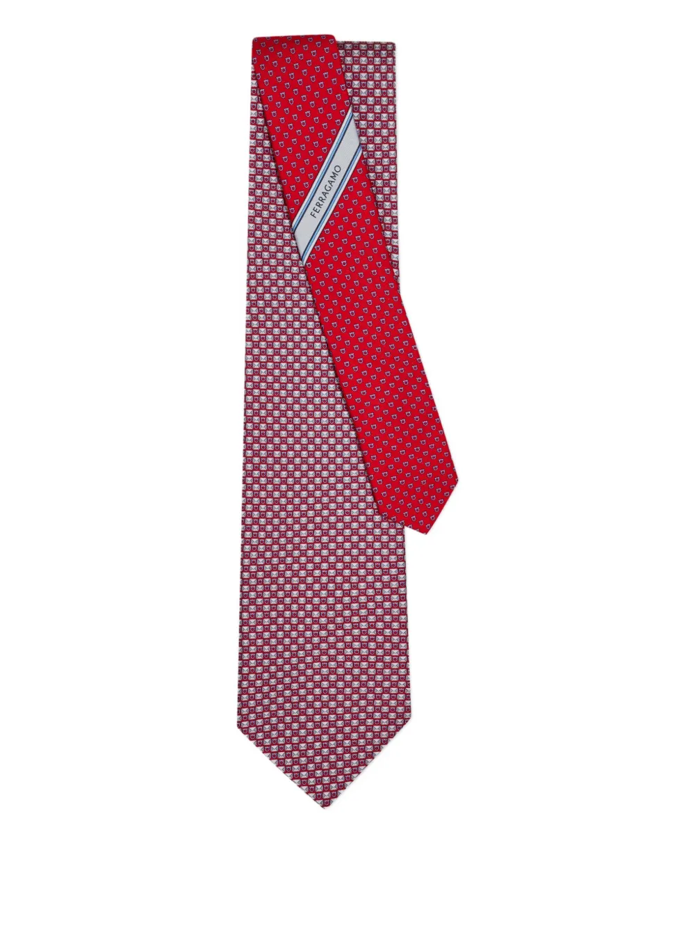 Ferragamo letter print silk tie - Rood