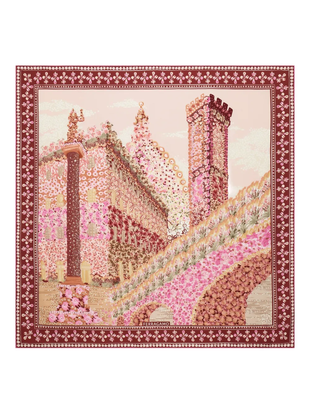 Ferragamo Palazzo Print Silk Scarf In Multi