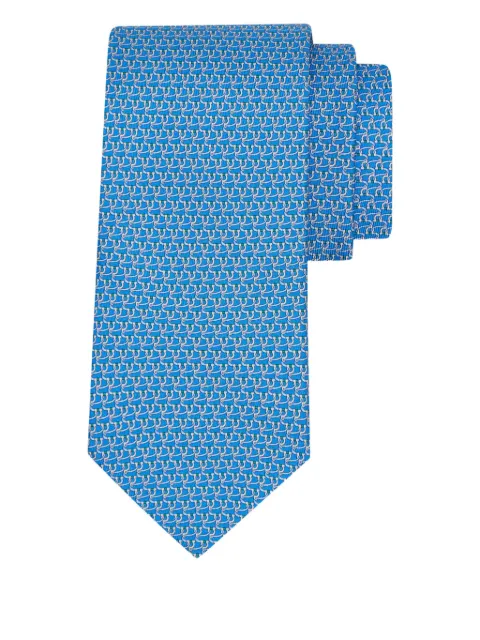 Ferragamo gancini tricot print silk tie
