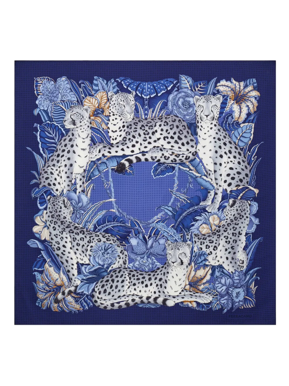 Ferragamo Cheetah-print silk scarf | Blue | Image 1
