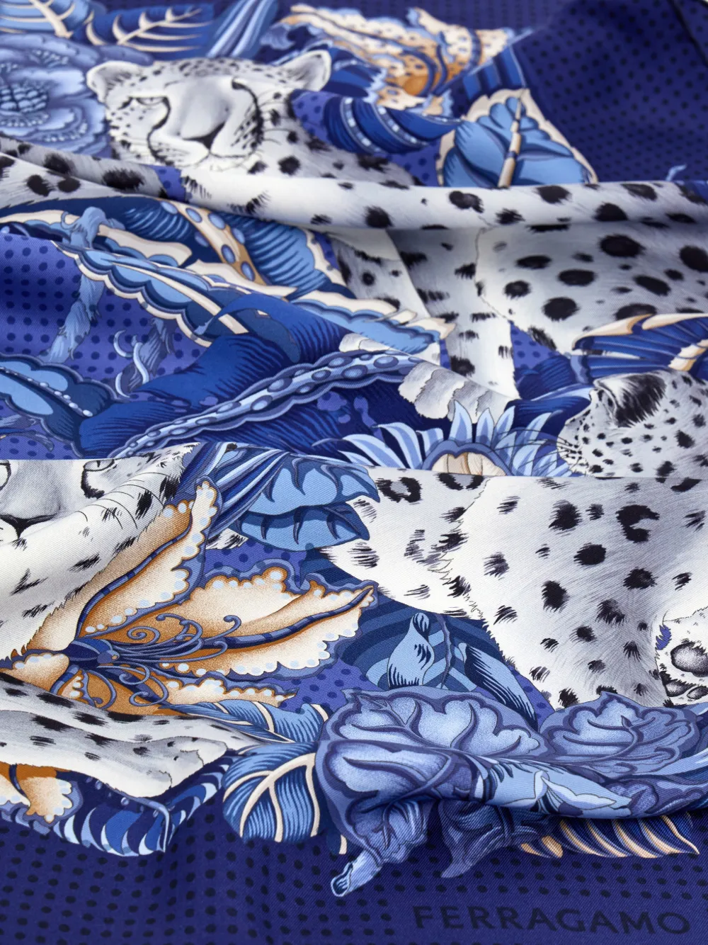 Ferragamo Sjaal met luipaardprint Blauw