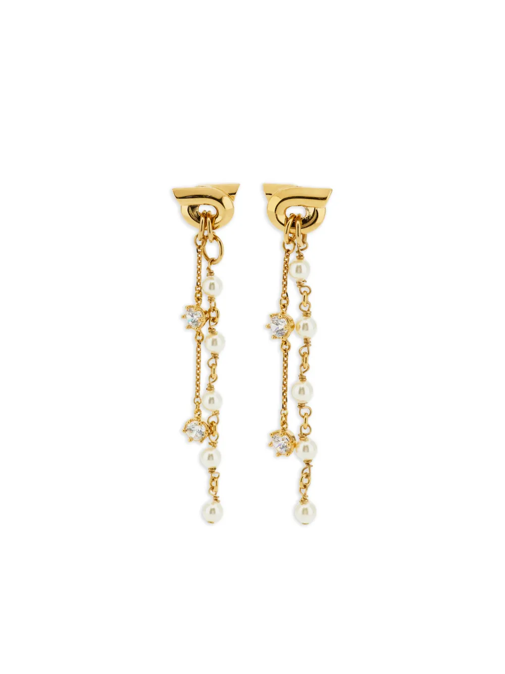Ferragamo gancini crystal pearl earrings - Oro