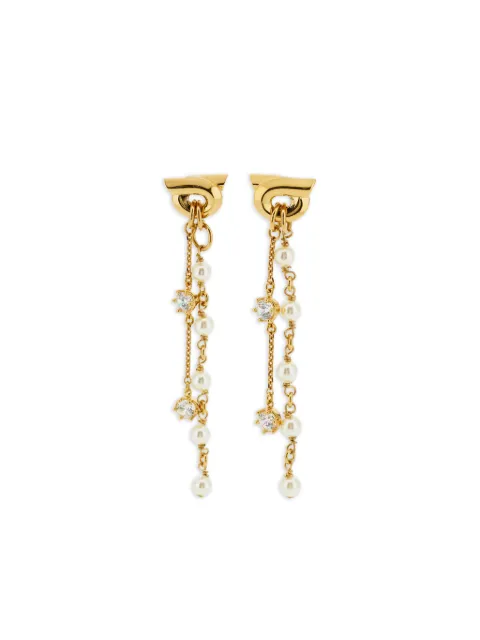 Ferragamo gancini øreringe med krystal og perle