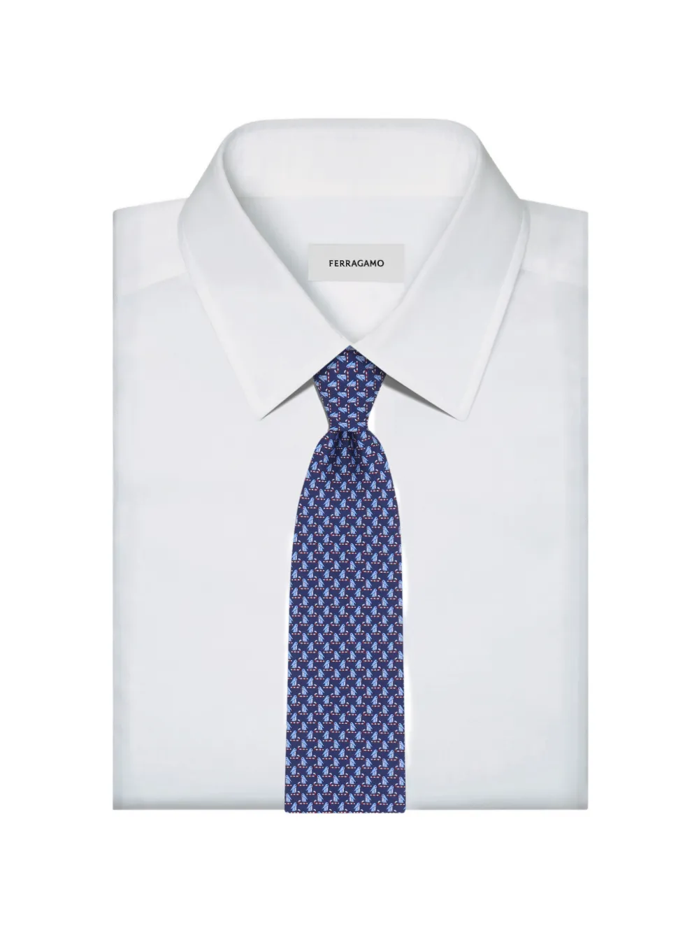 Ferragamo Zijden stropdas met pinguïn-print Blauw