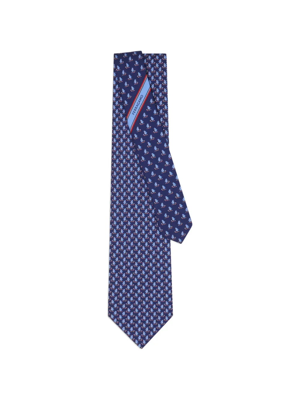 Ferragamo Zijden stropdas met pinguïn-print Blauw