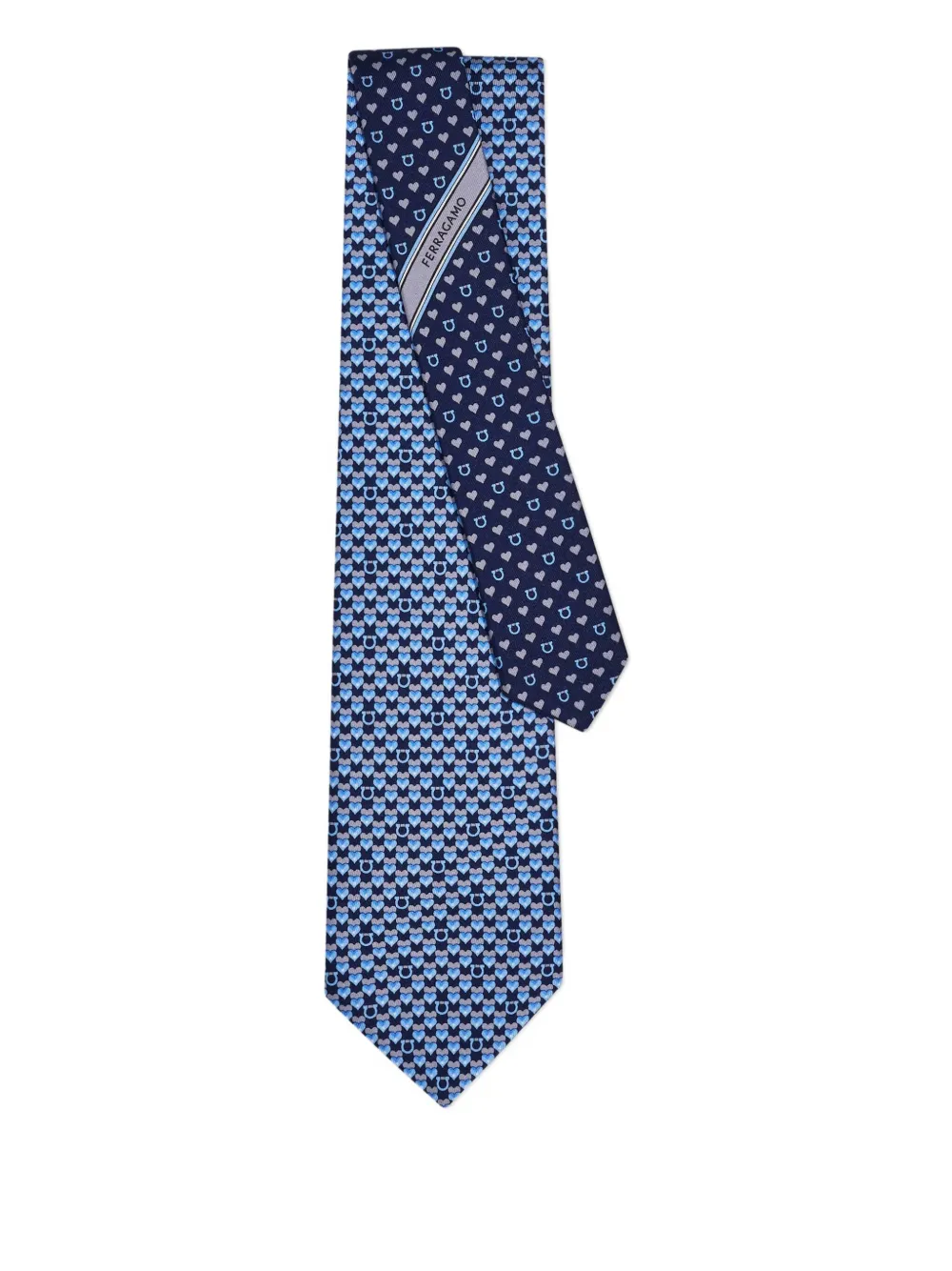 Ferragamo heart gancini print tie - Blauw