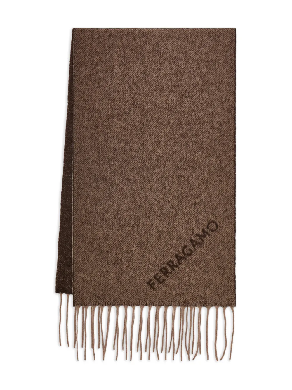 Ferragamo jacquard fringed scarf - Brown