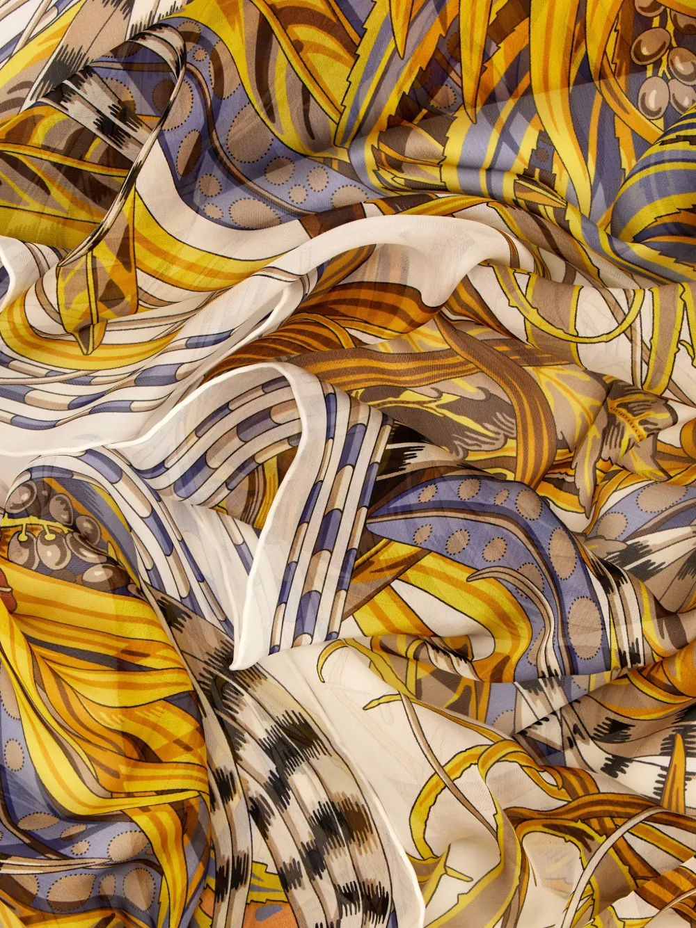 Ferragamo Rooster Print Silk Scarf In Brown