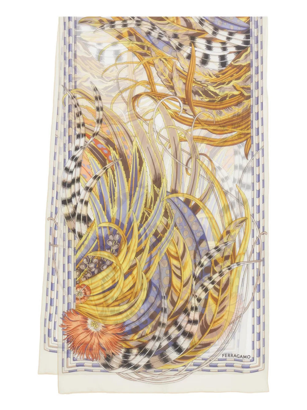 Ferragamo rooster print silk scarf - Neutrals