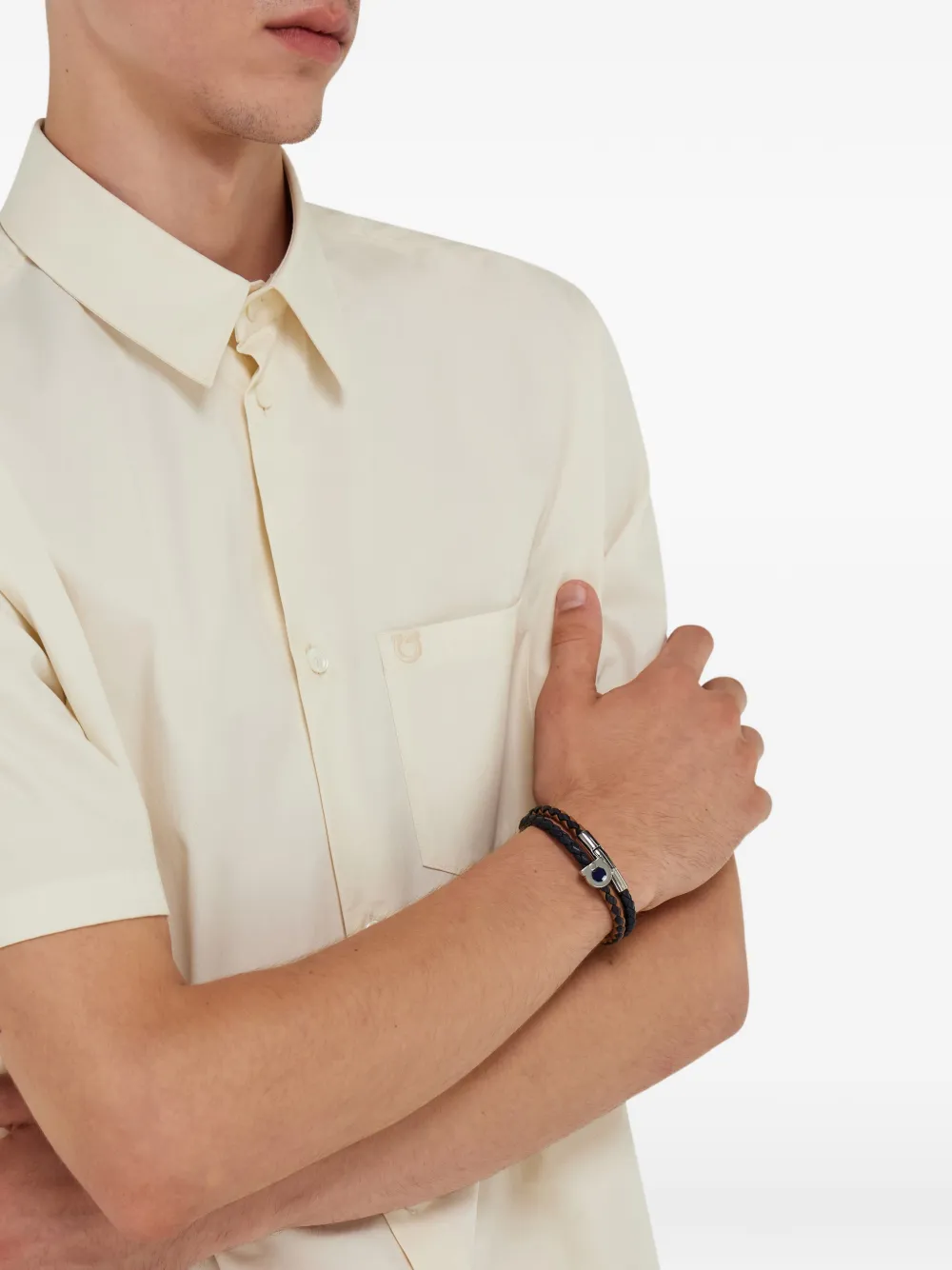 two-tone woven Gancini bracelet
