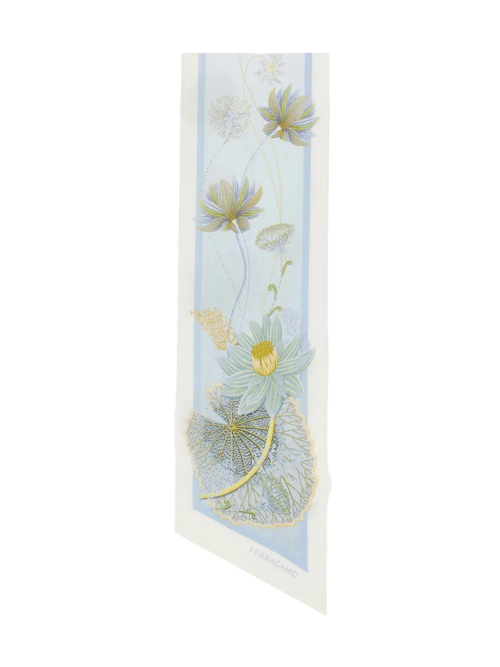 Ferragamo Water Lily Print Silk Bandeau In Blue