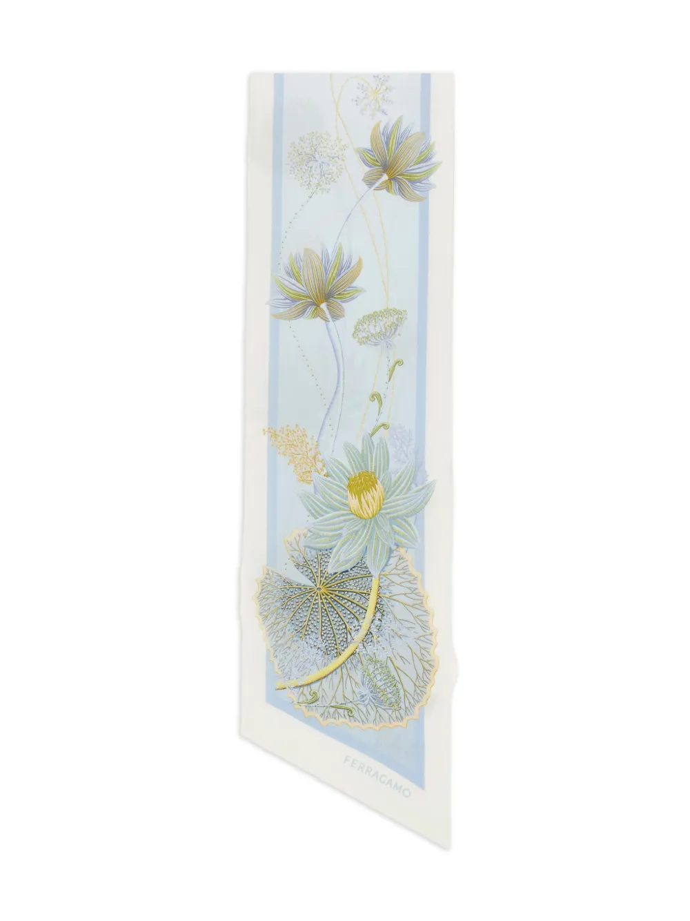 Ferragamo Water Lily zijden sjaal met print Blauw
