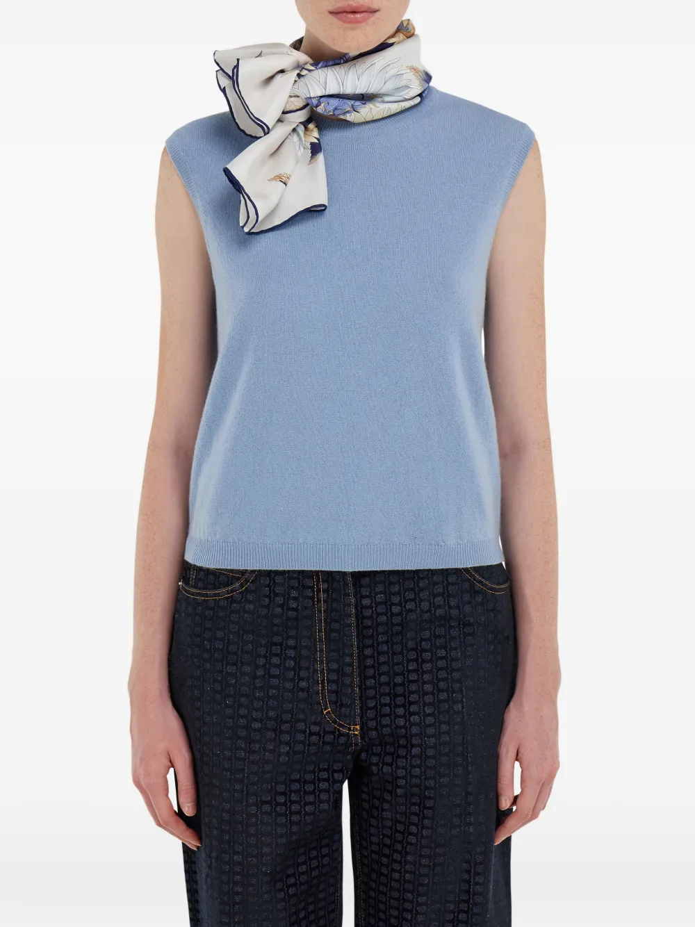 Ferragamo Zijden sjaal met zonnebloemprint Beige