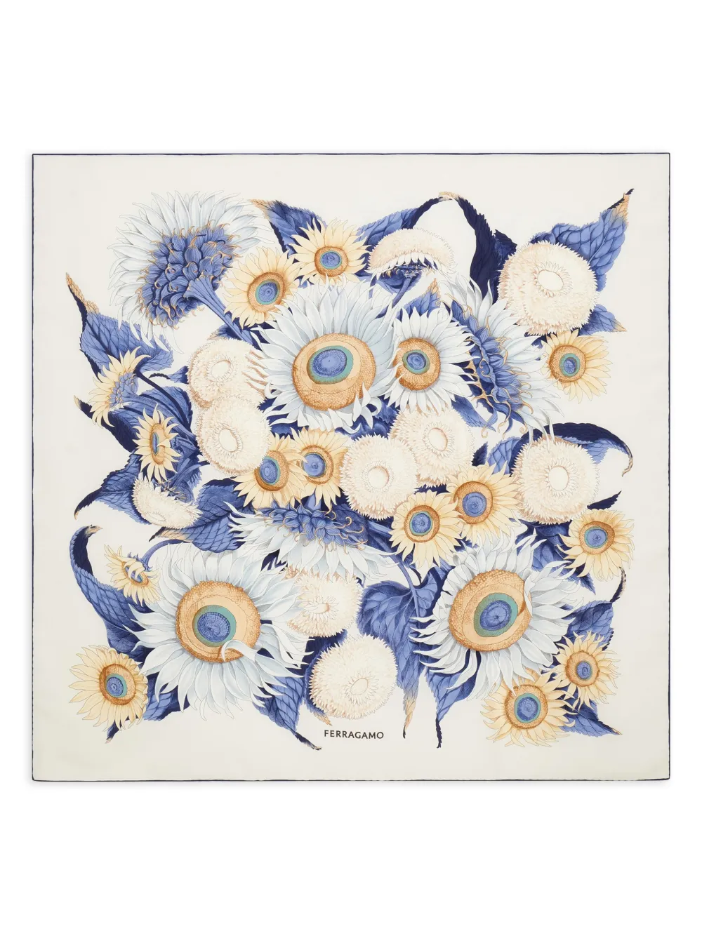 Ferragamo Sunflower-print silk scarf - Toni neutri