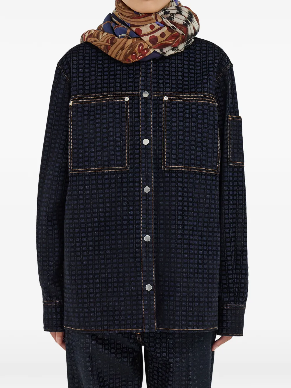 Ferragamo Sjaal met Rooster-print Blauw