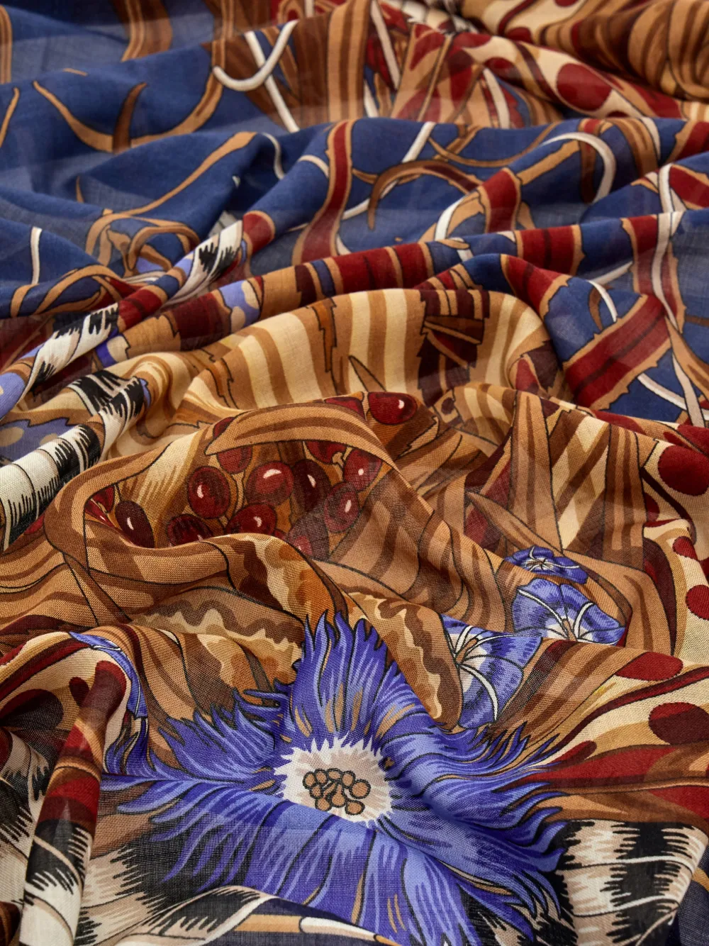 Ferragamo Sjaal met Rooster-print Blauw
