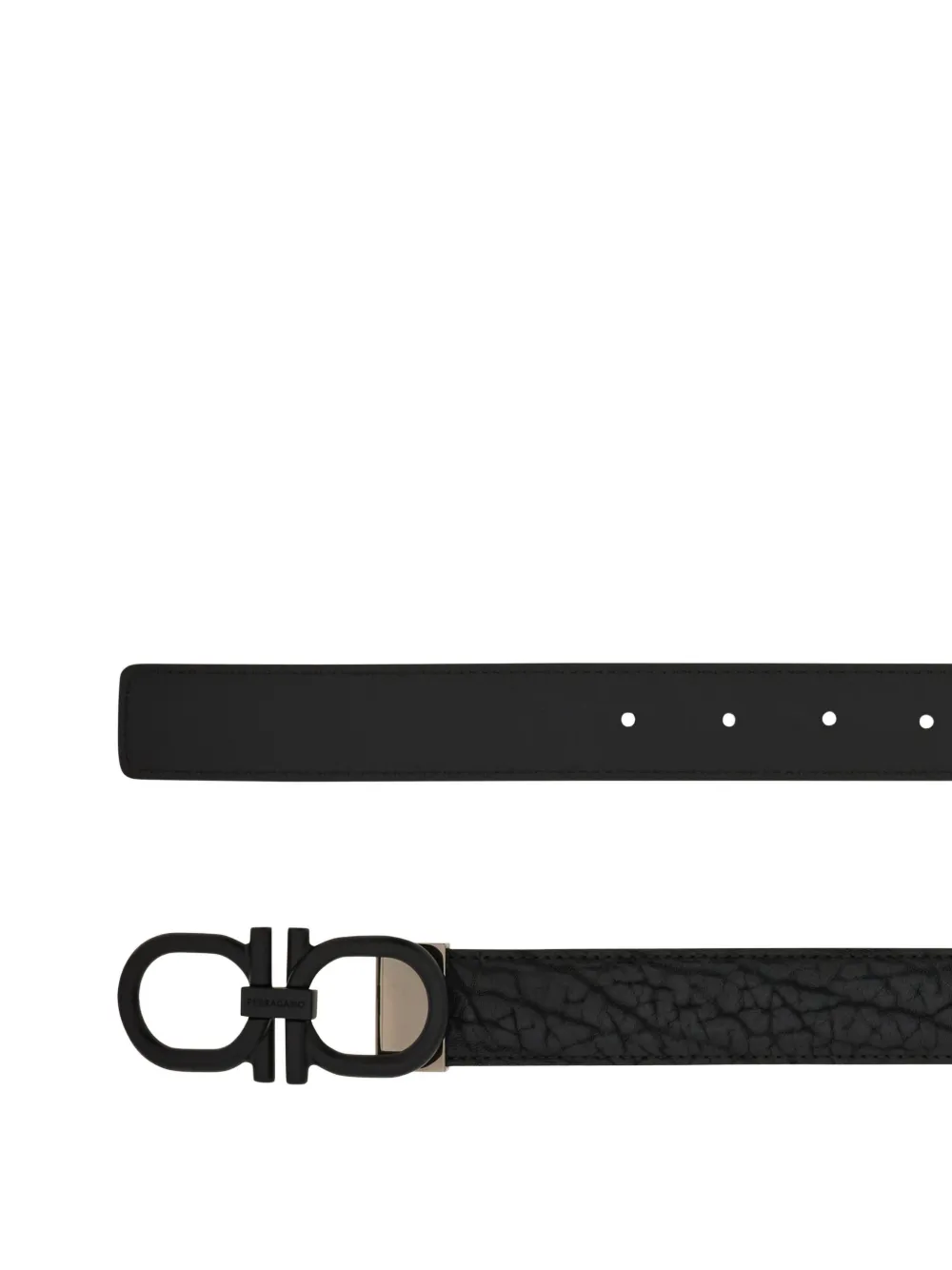 Ferragamo Reversible And Adjustable Gancini Belt In Black