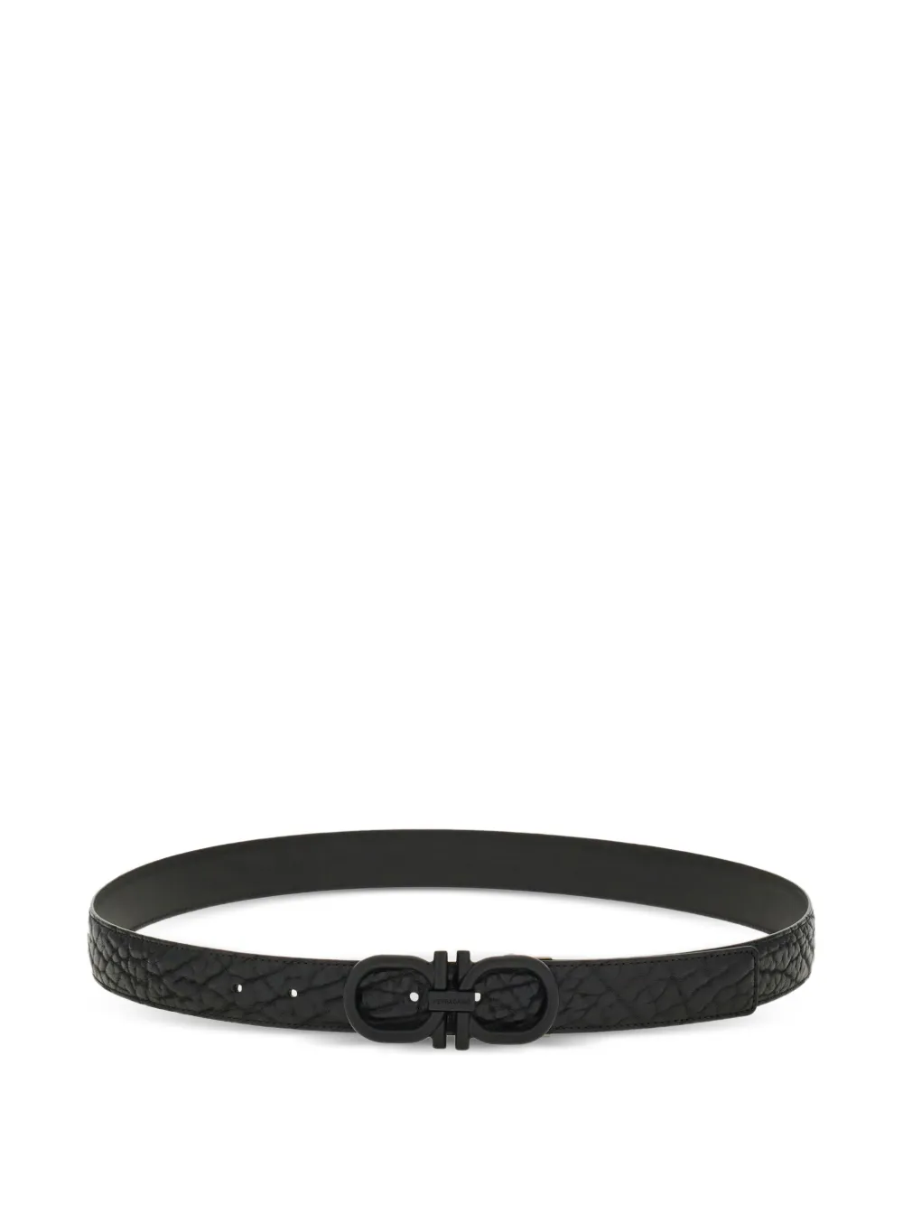 Ferragamo stitched gancini buckle belt - Nero