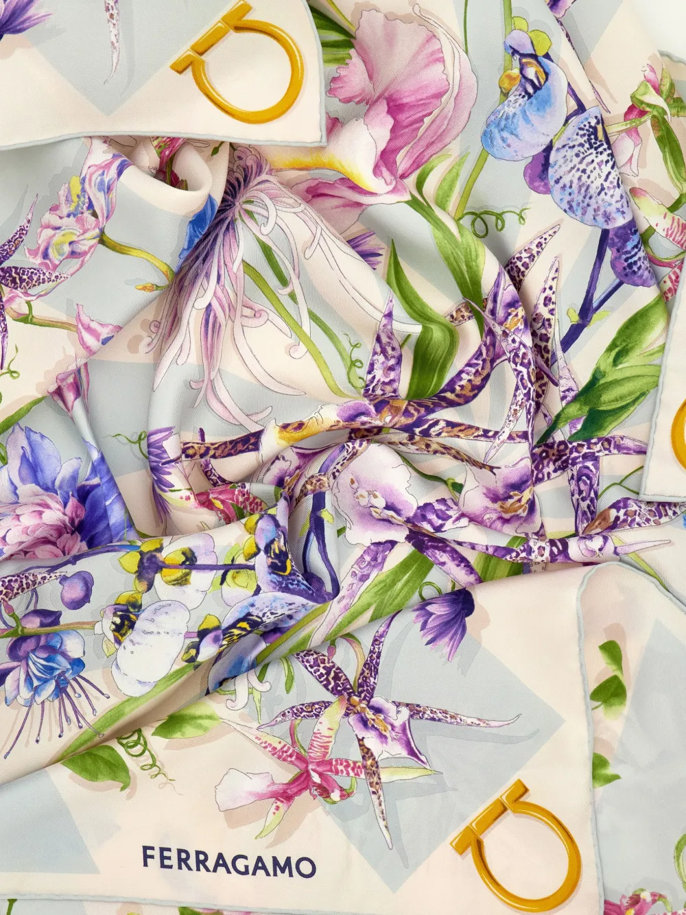 Ferragamo Gaia-print Silk Scarf In Multi