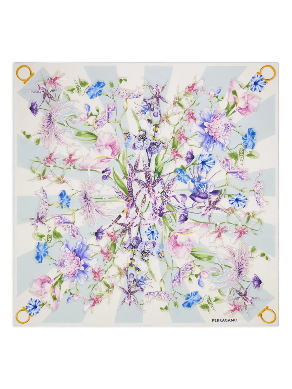 Ferragamo Gaia-print silk scarf | Blue | Image 1