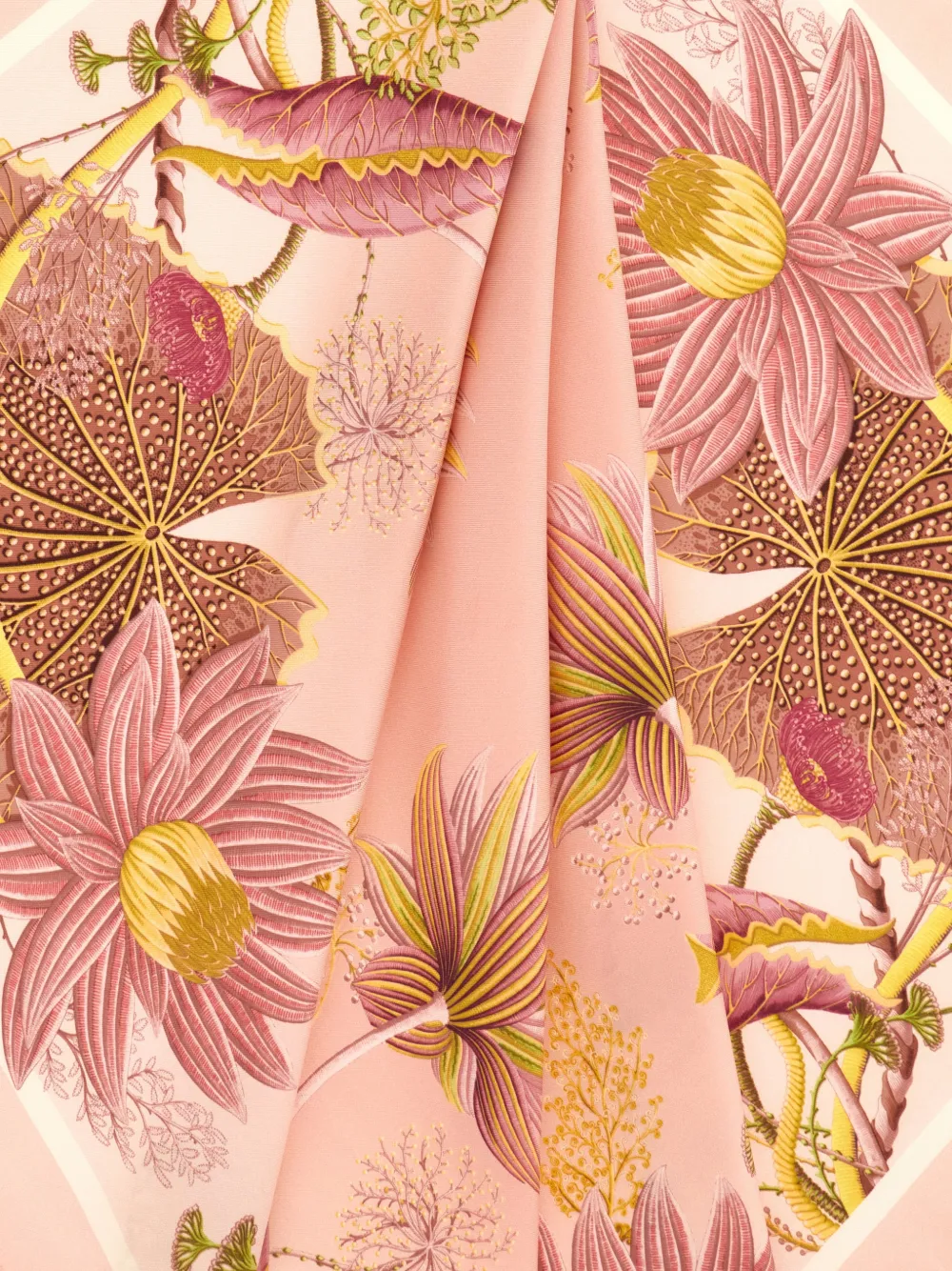 Ferragamo Water Lilies Print Silk Scarf In Pink