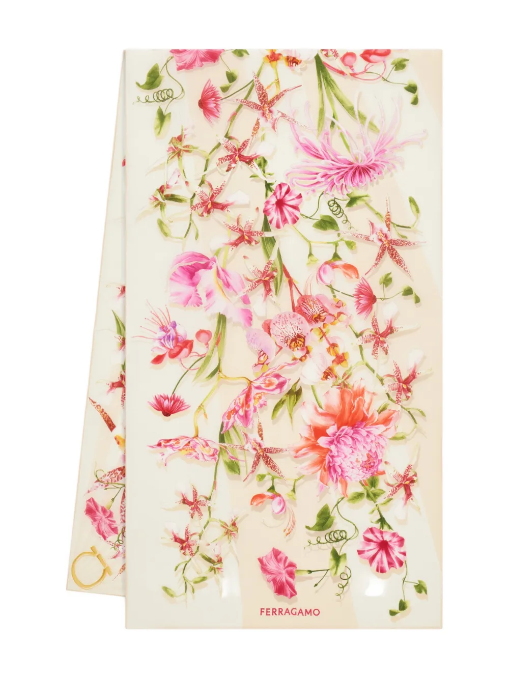 Ferragamo Gaia Print Silk Scarf In Pink