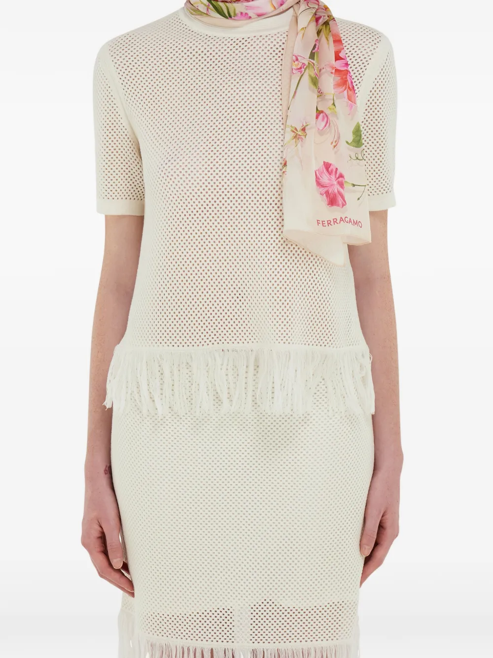 Ferragamo Gaia-print silk scarf - Roze