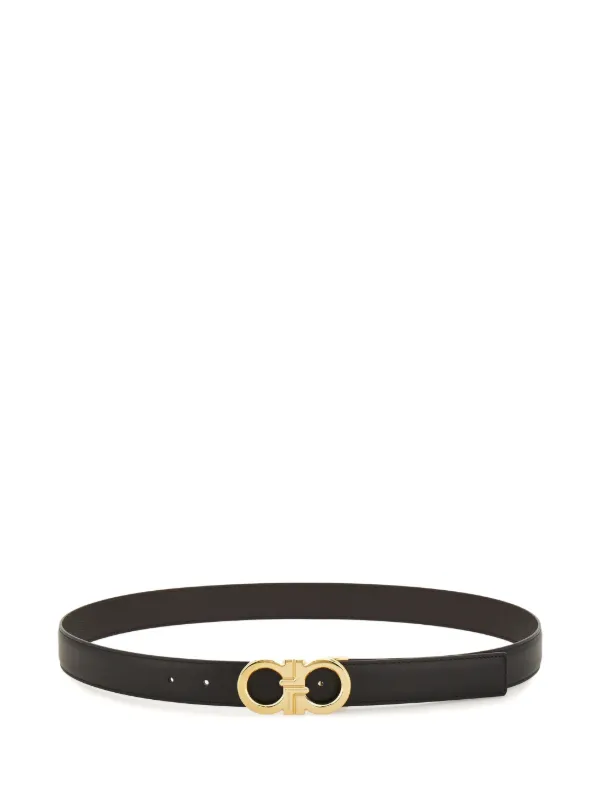 Ferragamo Reversible and Adjustable Gancini Belt in Black