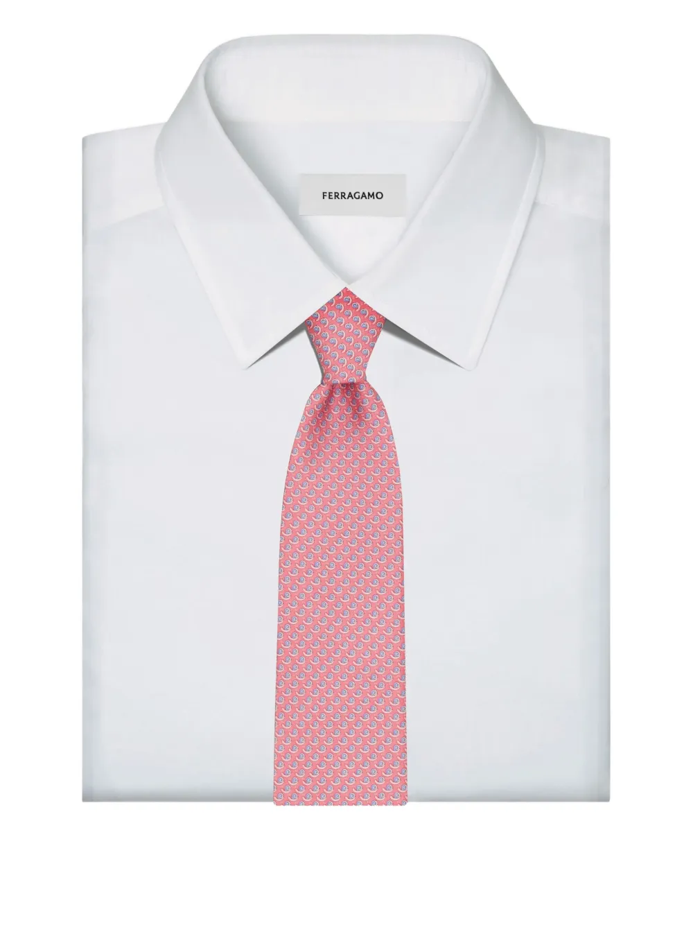 Ferragamo Zijden stropdas met slakkenprint Roze