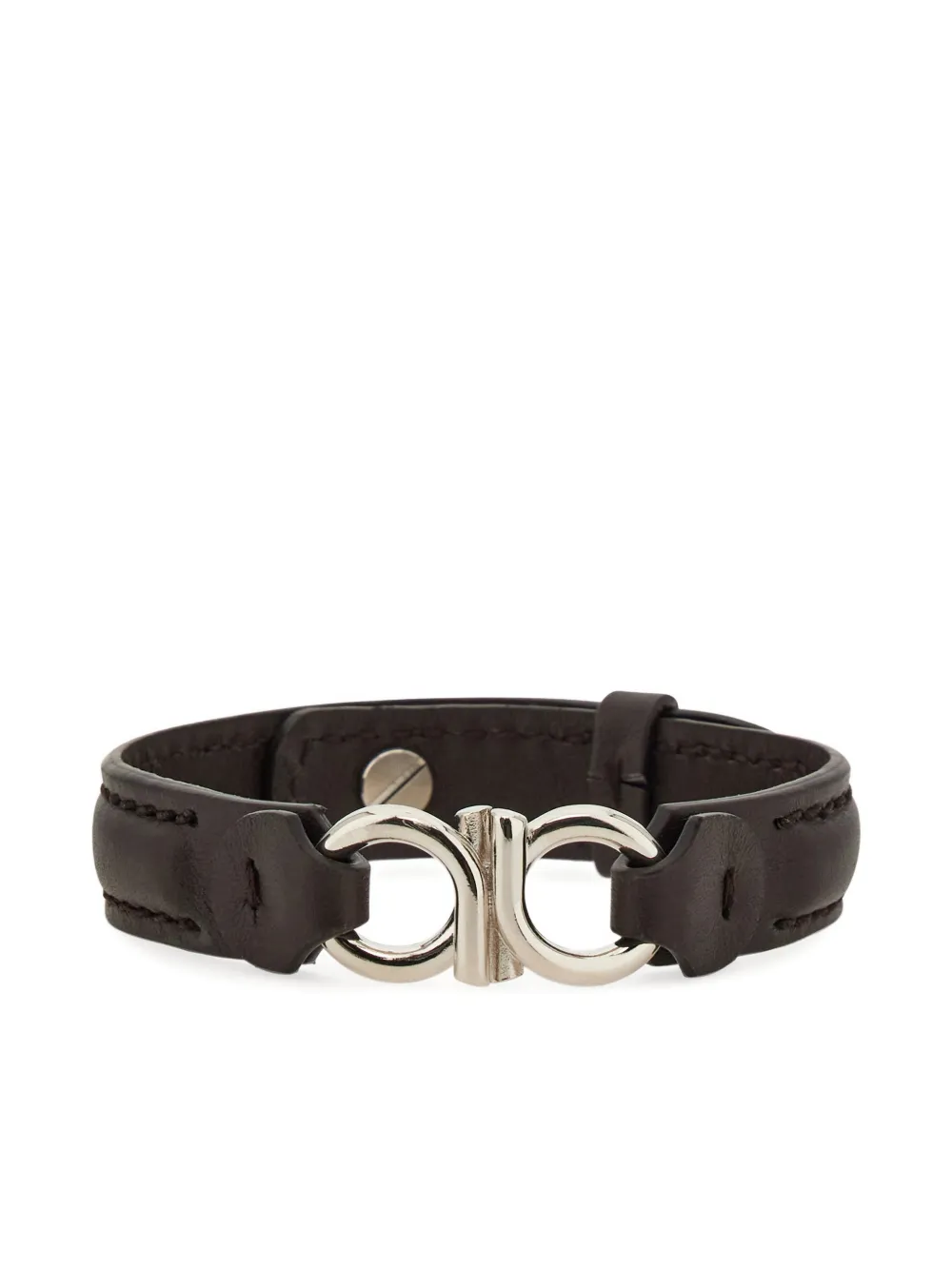 Ferragamo gancini double leather bracelet | Brown | Image 1