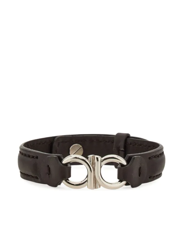 Ferragamo ブラウン レザー ブレスレット Ferragamo ガンチーニ ダブルレザーブレスレット | ブラウン | FARFETCH JP