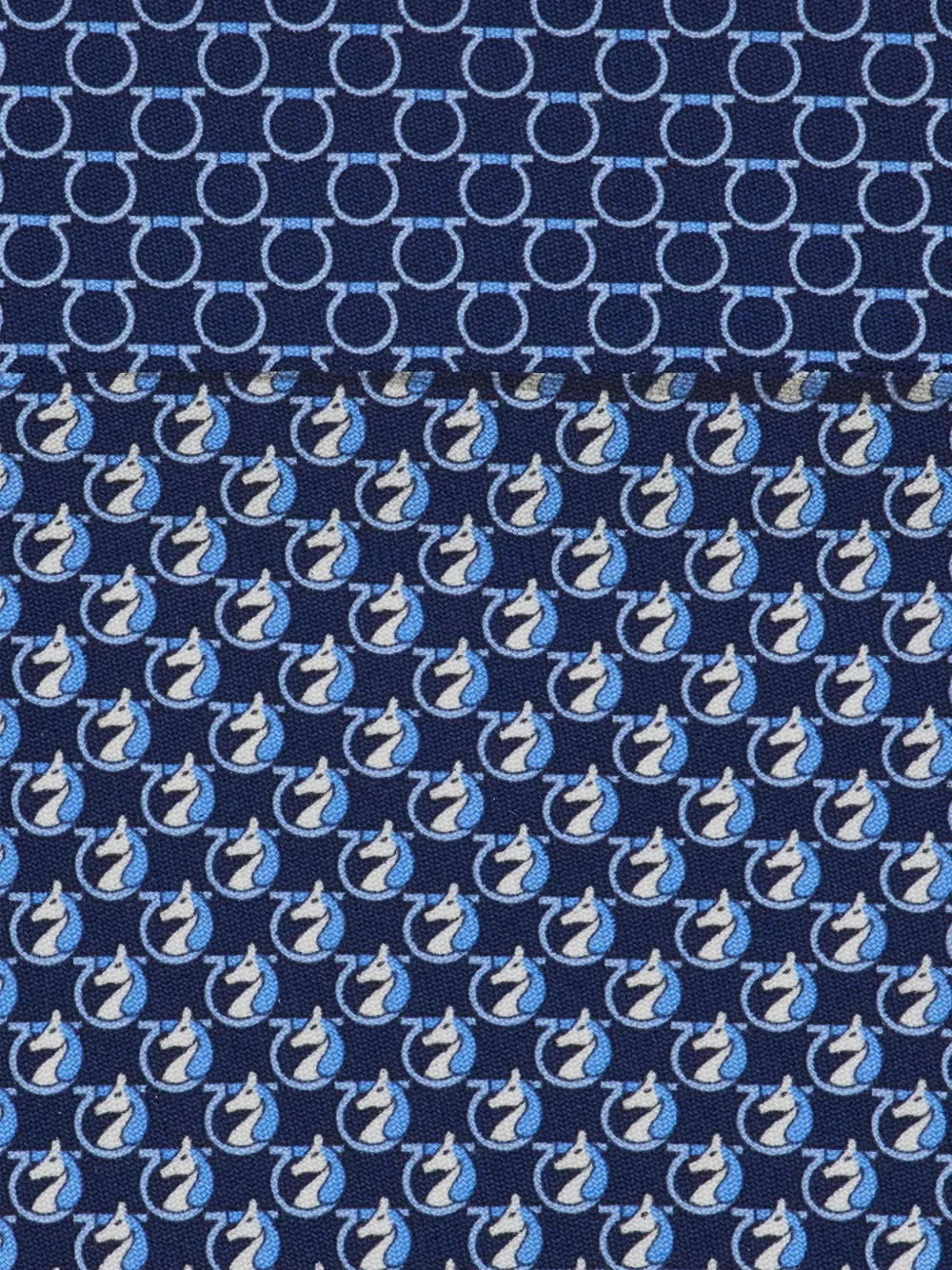 Ferragamo Gancini zijden stropdas met paardenprint Blauw