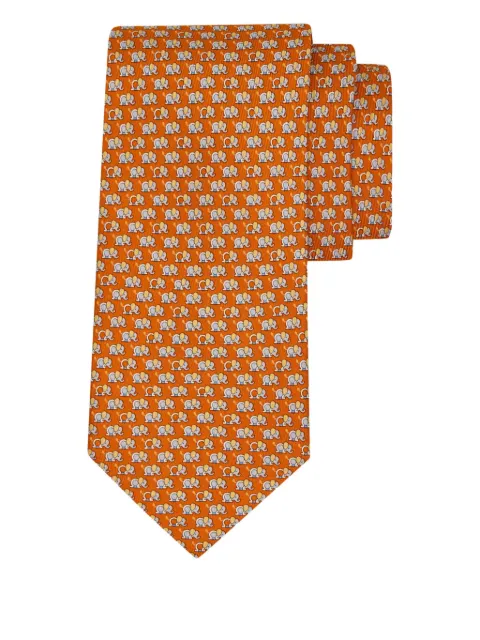 Ferragamo elephant gancini silk tie
