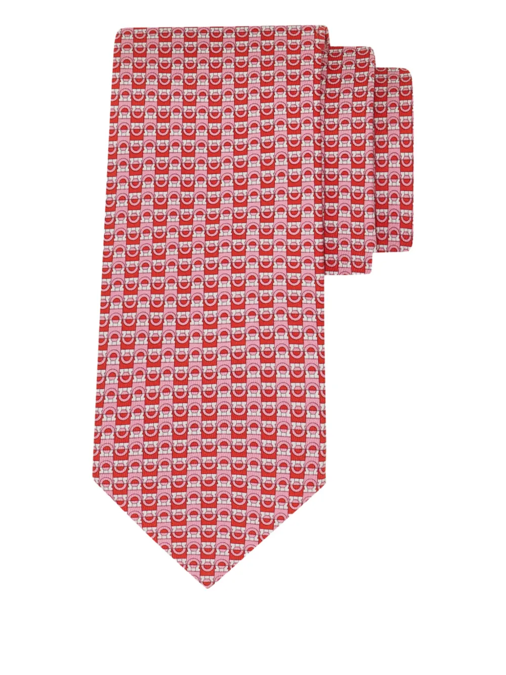 Ferragamo Gancini-print silk tie - Rood