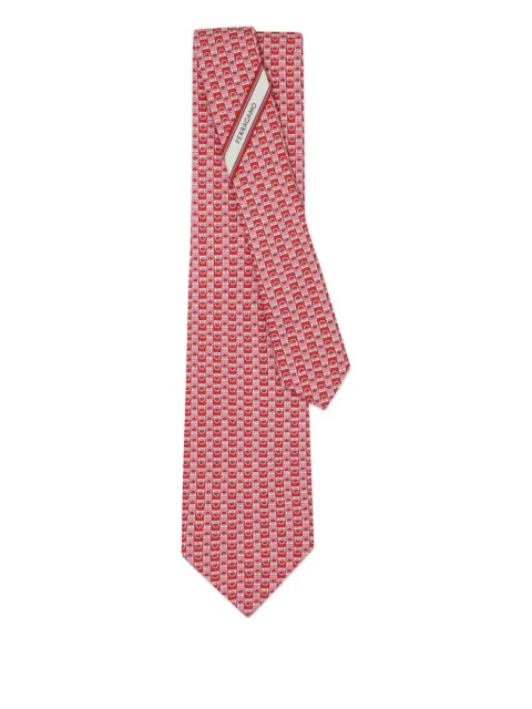 Ferragamo Gancini-print silk tie