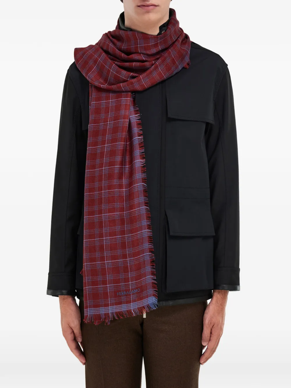Ferragamo Kasjmier en zijden sjaal Rood
